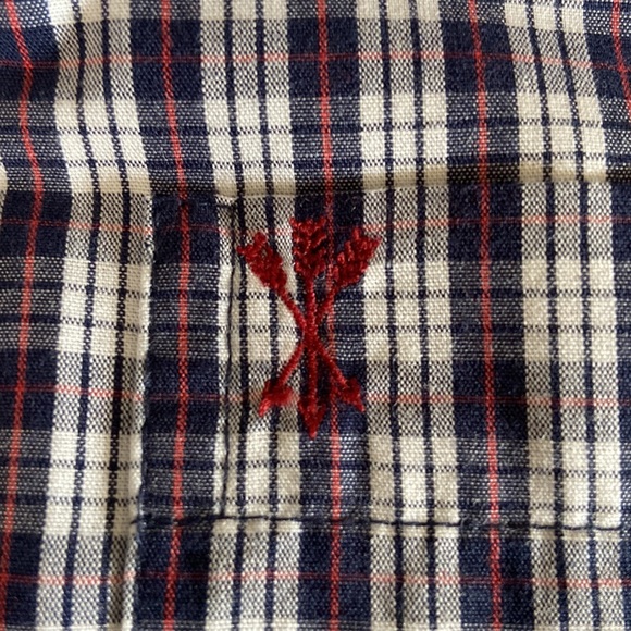 Arrow Mens Shirt Size L Blue Red White Checkered Summer Prep Short Sleeve - Picture 5 of 9